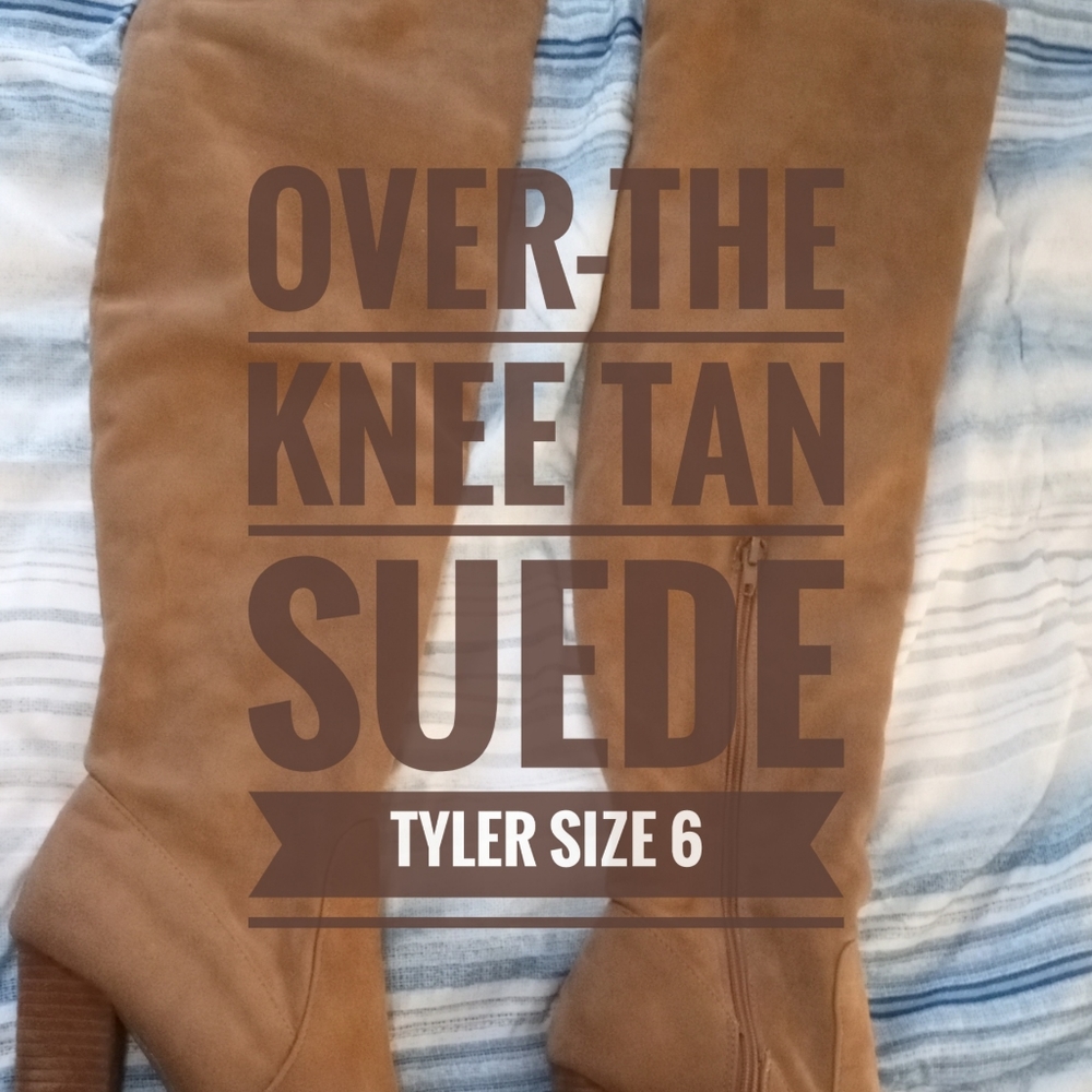 over the knee tan suede boots